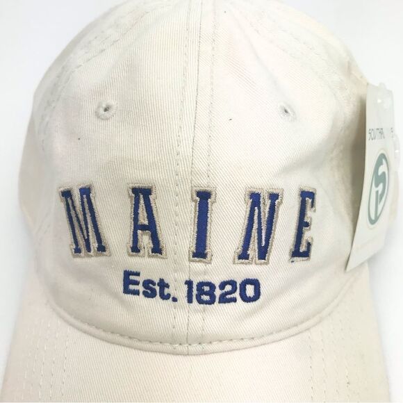 Maine Est.1820 NEW 6 panel Cream Canvas Ball Cap. The Bull ‘n Pitch - Picture 2 of 10